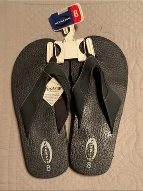 Men's Black Flip-Flop Sandals - Size 8